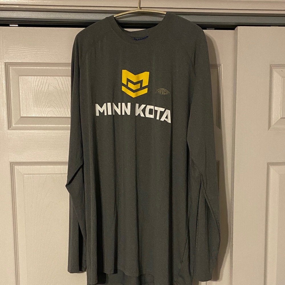 AFTCO Gray Long Sleeve Shirt with Yellow and White Logo